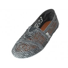 S309L-GRAY - Wholesale Women's "Easy USA" Crochet Upper Casual Canvas Slip on Shoes (*Gray Color)